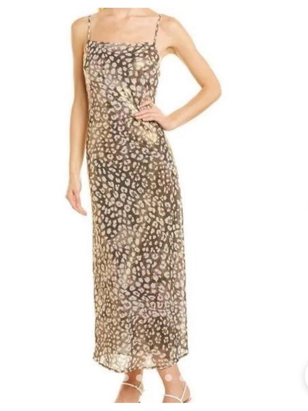 Zara Brown Leopard-Print Slip Maxi Dress